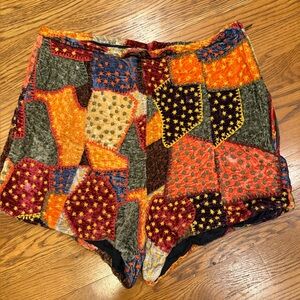 Vtg Free People Patchwork Dream Women High Waisted Shorts Sz L